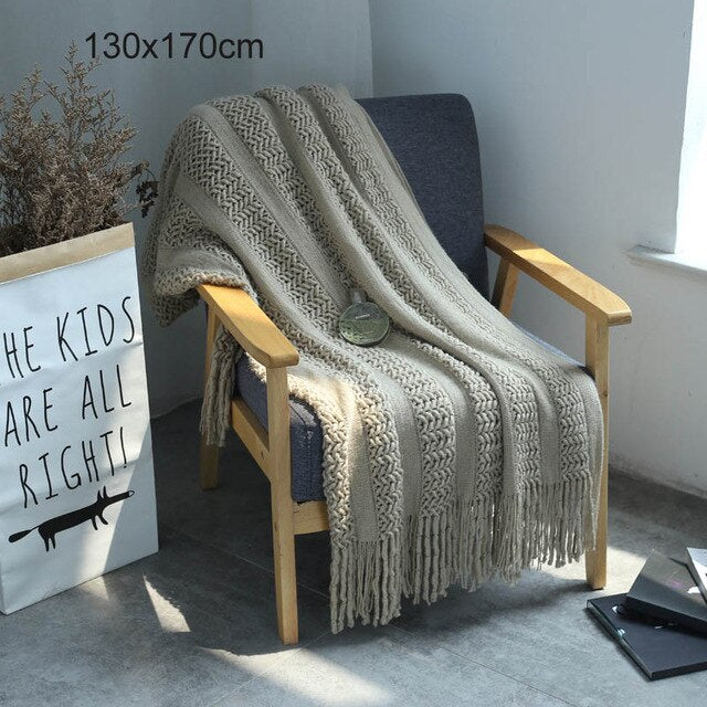 Knitted Throw Thread Blanket for Beds