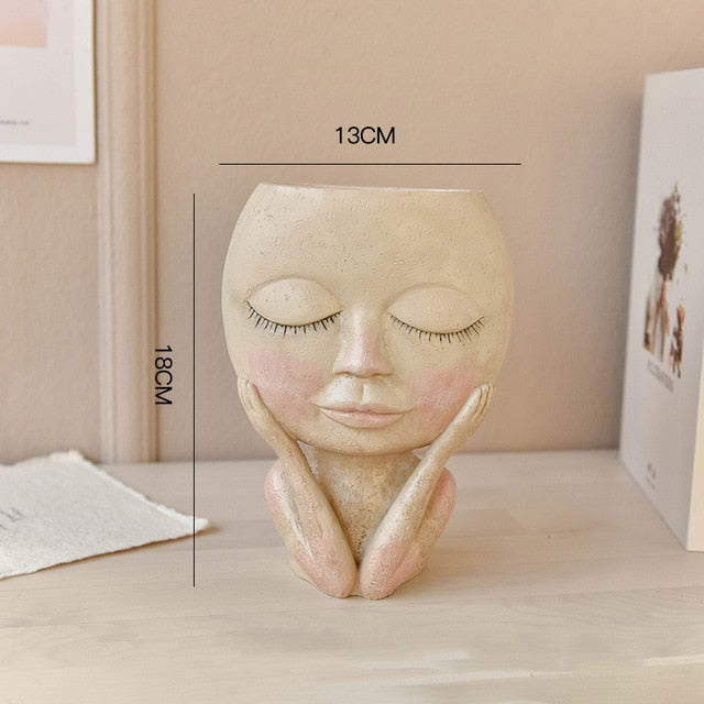 Human Face Vase Eyes Doll Flowerpot
