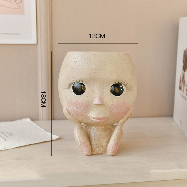 Human Face Vase Eyes Doll Flowerpot