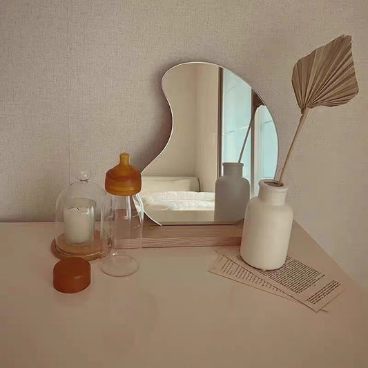 Korean style Makeup Mirror Wooden Base
