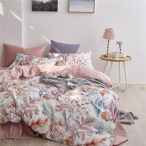 Bright Flamingo Leaf Duvet Cover