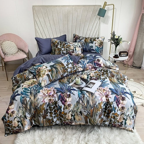 Bright Flamingo Leaf Duvet Cover