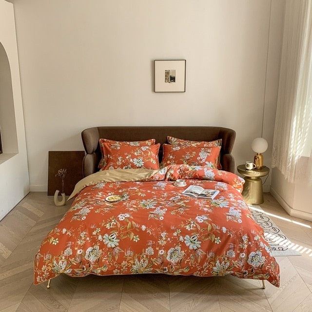 Bright Flamingo Leaf Duvet Cover
