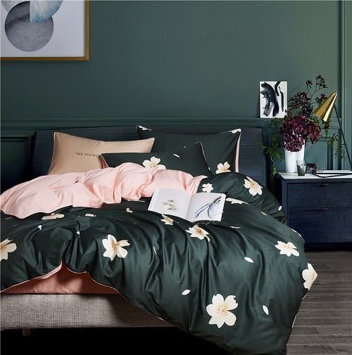 Bright Flamingo Leaf Duvet Cover