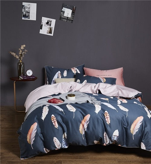 Bright Flamingo Leaf Duvet Cover
