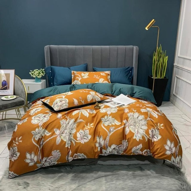 Bright Flamingo Leaf Duvet Cover