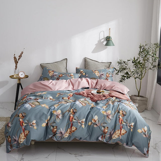 Bright Flamingo Leaf Duvet Cover