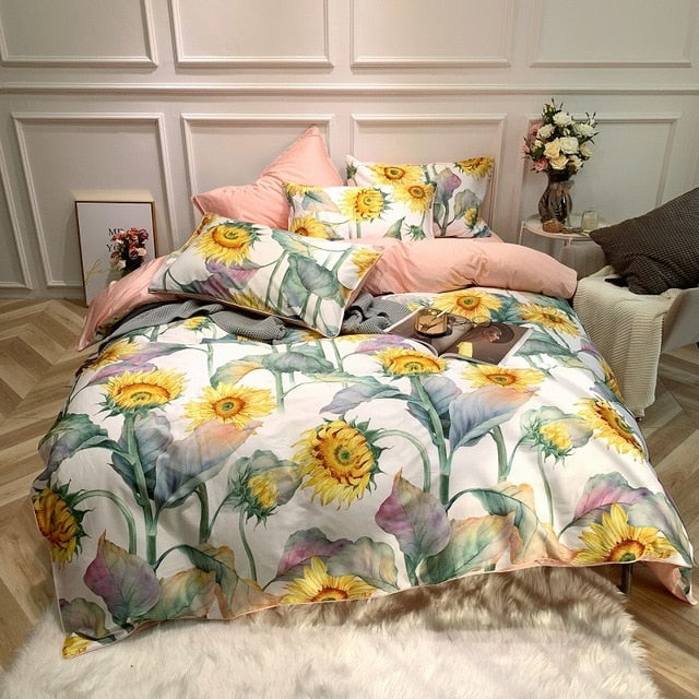 Bright Flamingo Leaf Duvet Cover