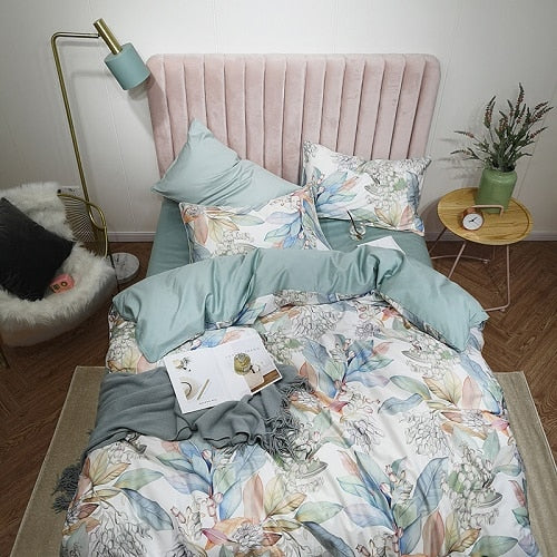 Bright Flamingo Leaf Duvet Cover