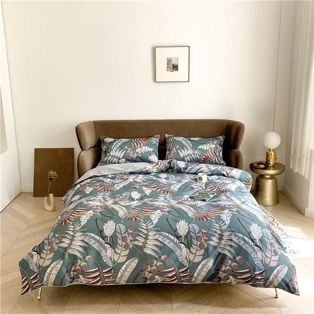 Bright Flamingo Leaf Duvet Cover