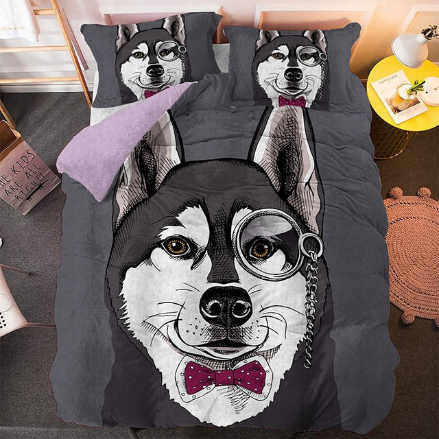 Cartoon Pug Duvet Cover 3D Bedding