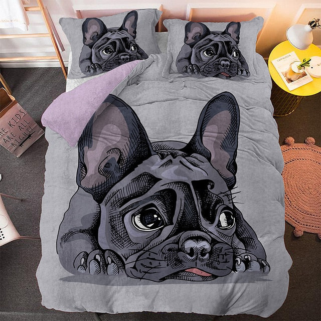 Cartoon Pug Duvet Cover 3D Bedding