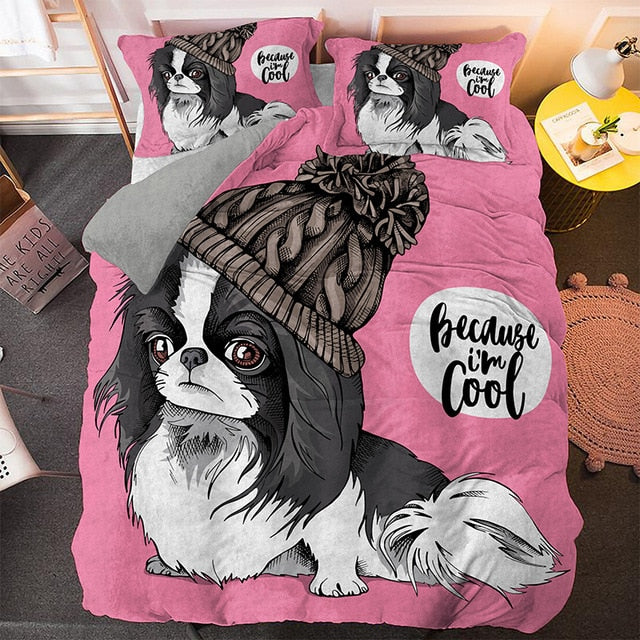 Cartoon Pug Duvet Cover 3D Bedding