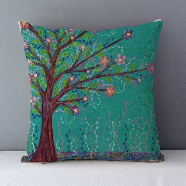 Flower Printed Pastoral Couch Seat Cushion