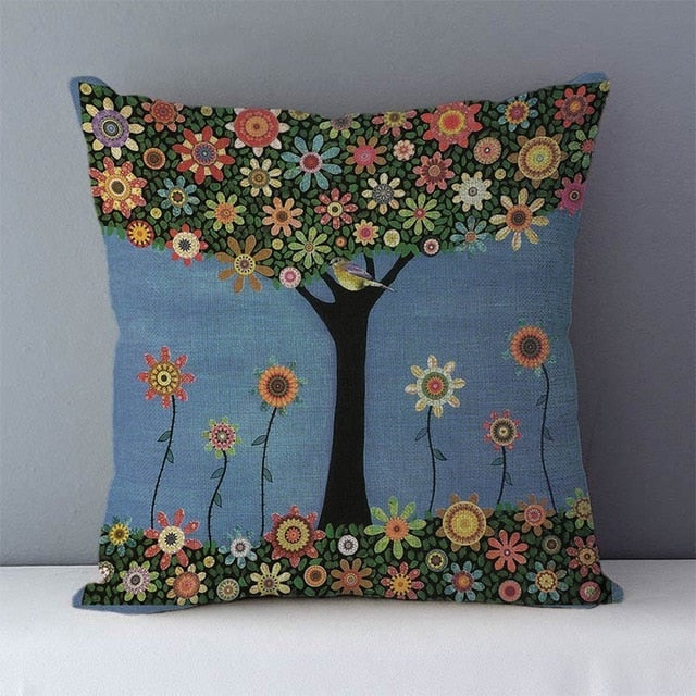 Flower Printed Pastoral Couch Seat Cushion