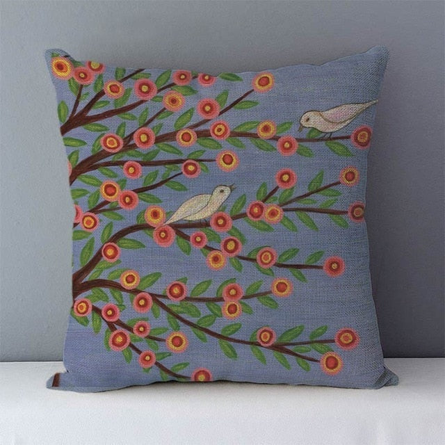 Flower Printed Pastoral Couch Seat Cushion