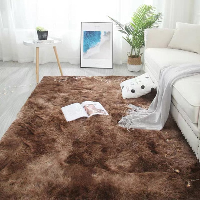 Long Hair Soft Carpet Tie Dyeing Plush Rug
