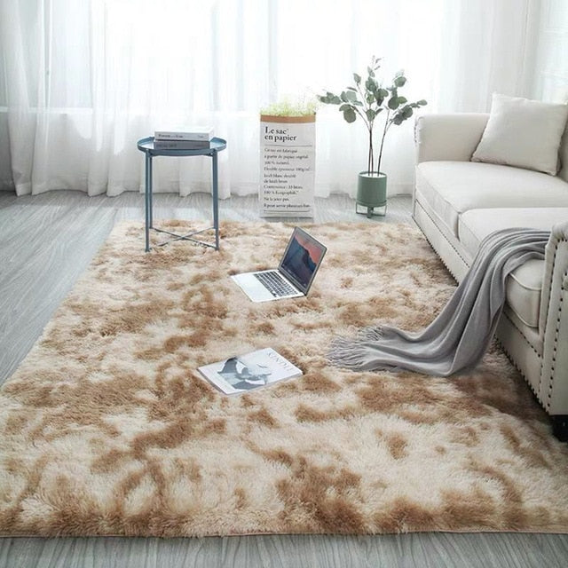 Long Hair Soft Carpet Tie Dyeing Plush Rug