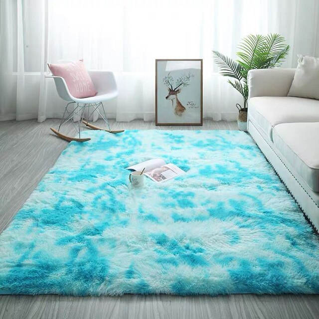 Long Hair Soft Carpet Tie Dyeing Plush Rug