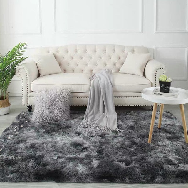 Long Hair Soft Carpet Tie Dyeing Plush Rug