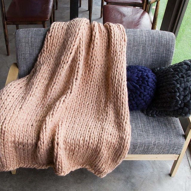 Plaids blanket for Winter Bed Sofa Plane Thick Yarn
