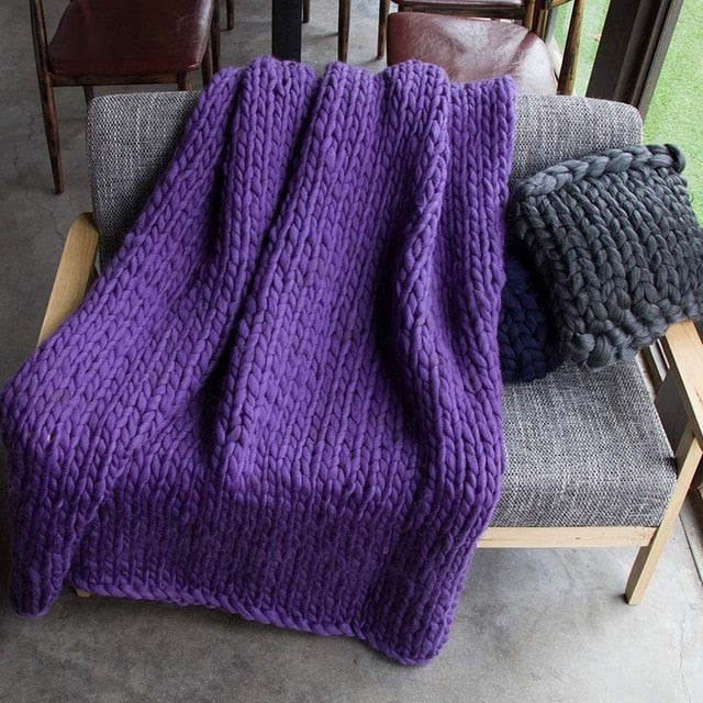 Plaids blanket for Winter Bed Sofa Plane Thick Yarn