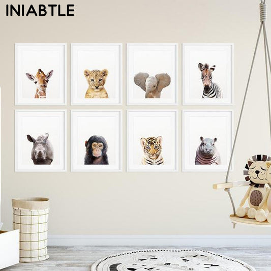 Safari Baby Animals Lion Tiger Zebra Poster