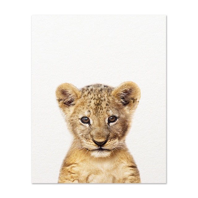 Safari Baby Animals Lion Tiger Zebra Poster