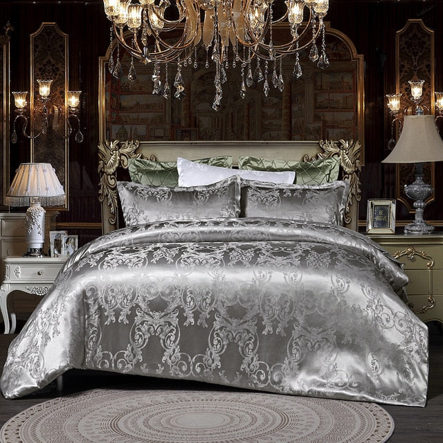 Luxury Jacquard Bedding Set Gold Quilt