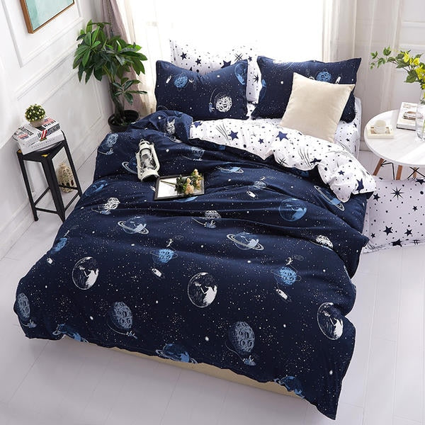 Textile Cyan Cute Cat Kitty Duvet Cover