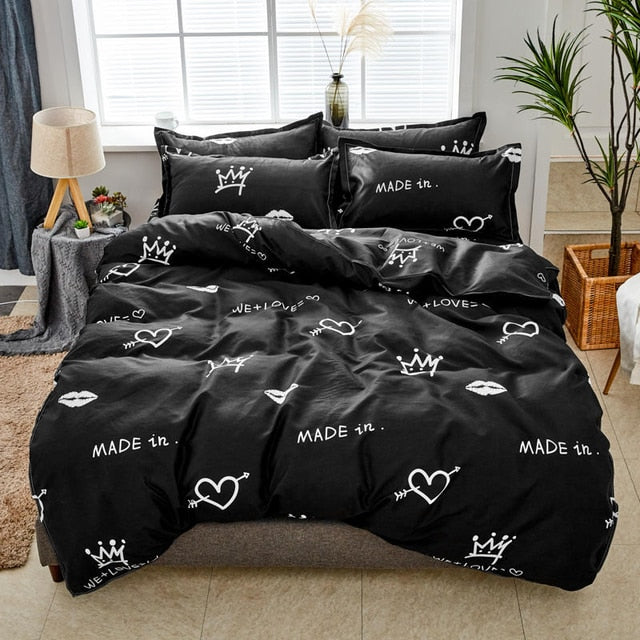 Textile Cyan Cute Cat Kitty Duvet Cover