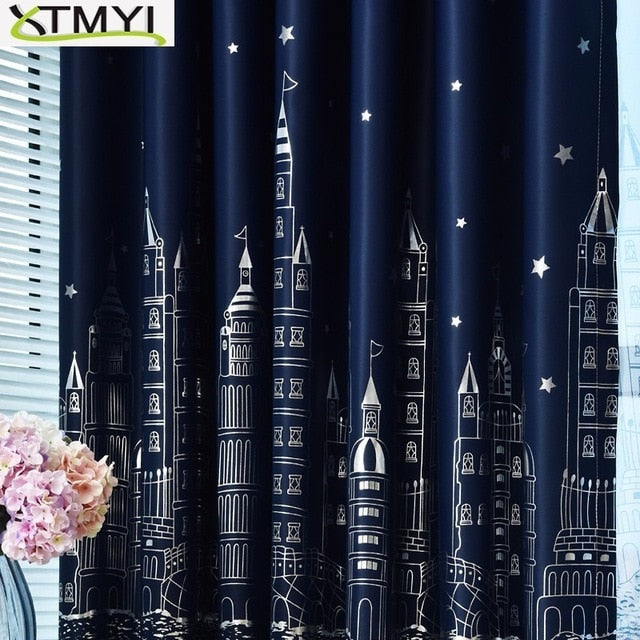 Blackout Curtain For Living Room Children Sea Castle