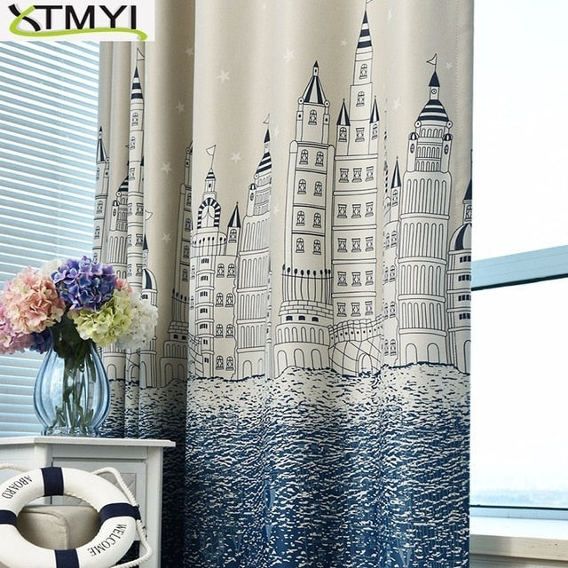 Blackout Curtain For Living Room Children Sea Castle