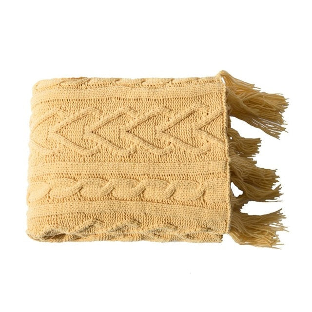 Brand Chenille Knitted Blanket Heart Twist