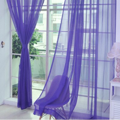 1Pieces Curtain Pure Color Tulle Door Window Curtain