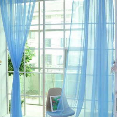 1Pieces Curtain Pure Color Tulle Door Window Curtain