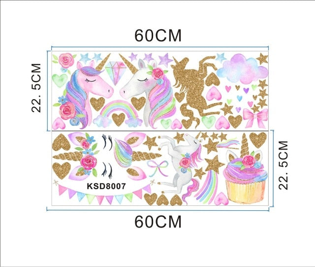 Golden unicorn wall stickers Vinyl wall