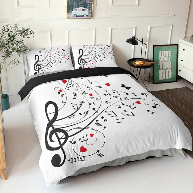 3D Digital Duvet Cover Music Note Printed