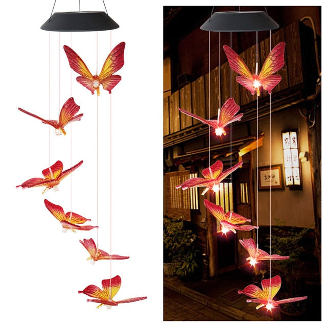 LED Multicolor Butterfly Wind Chime Lawn Lamps