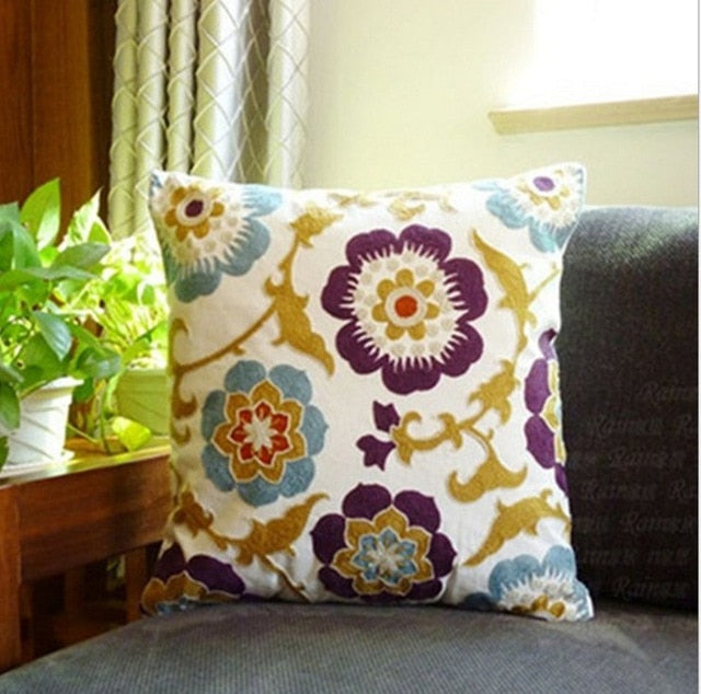 Hand-embroidered Sofa Decorative Pillow