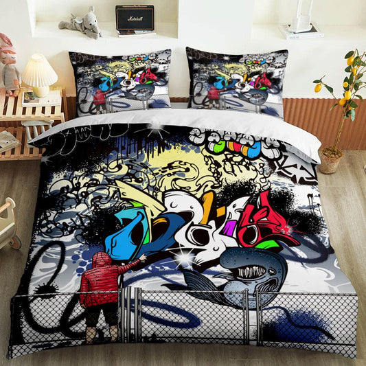 Hip-Hop Graffiti 3D Duvet Cover Set