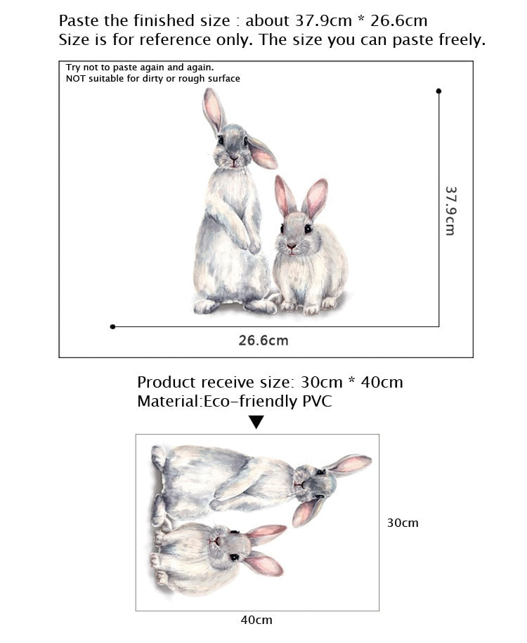 Two Cute Rabbits Wall Sticker Decoration