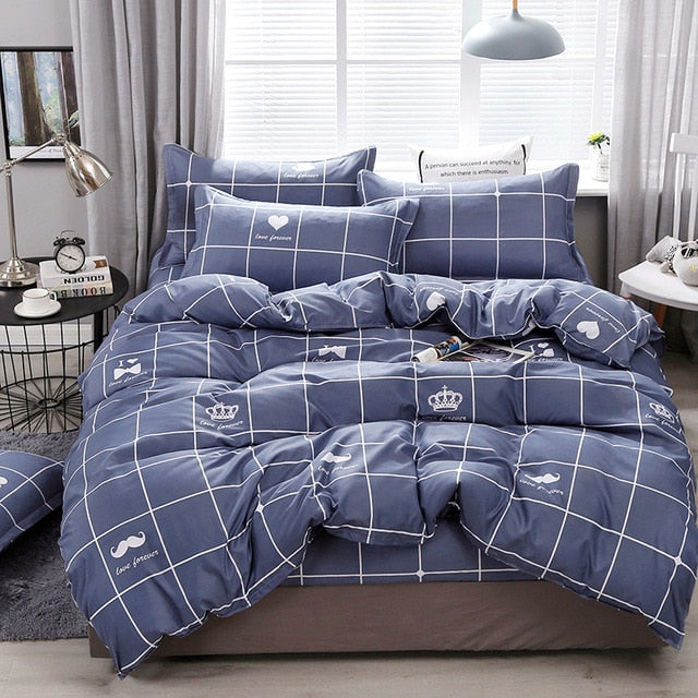 Textile Cyan Cute Cat Kitty Duvet Cover