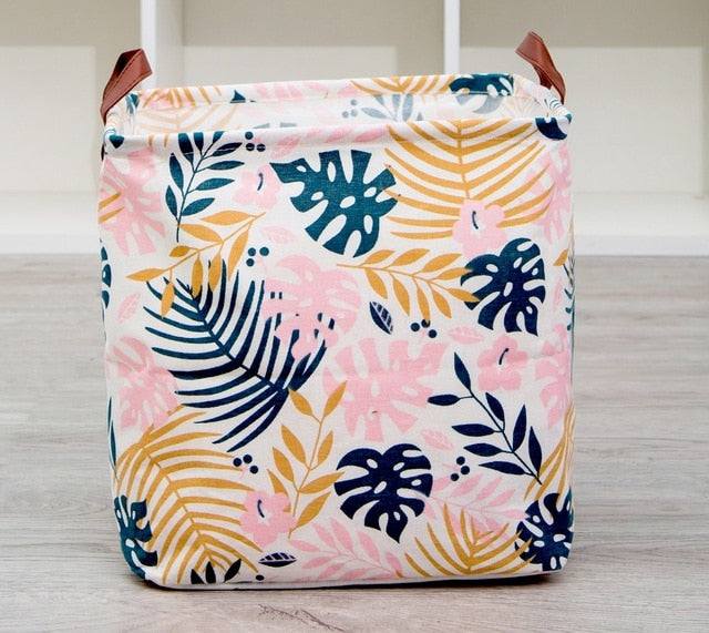 New Folding Linen Fabric Storage Basket Cube