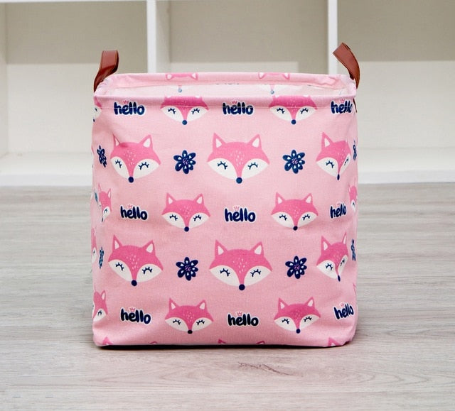 New Folding Linen Fabric Storage Basket Cube