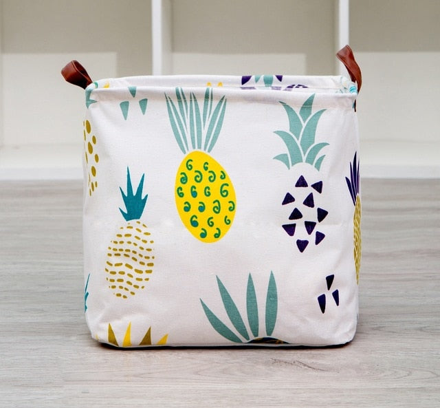 New Folding Linen Fabric Storage Basket Cube