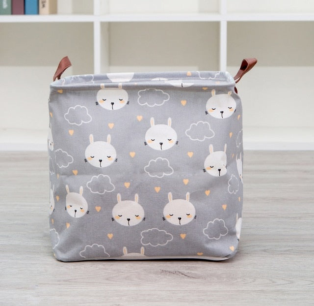 New Folding Linen Fabric Storage Basket Cube