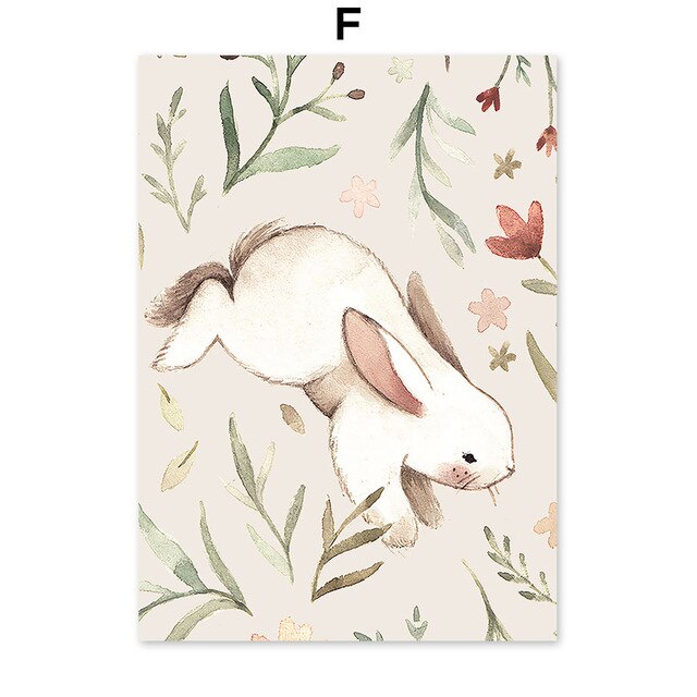 Hug Rabbit Fox Squirrel Hedgehog Wall Art