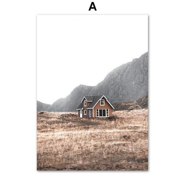 House Deer Dandelion Dead Grass Plant Wall Art