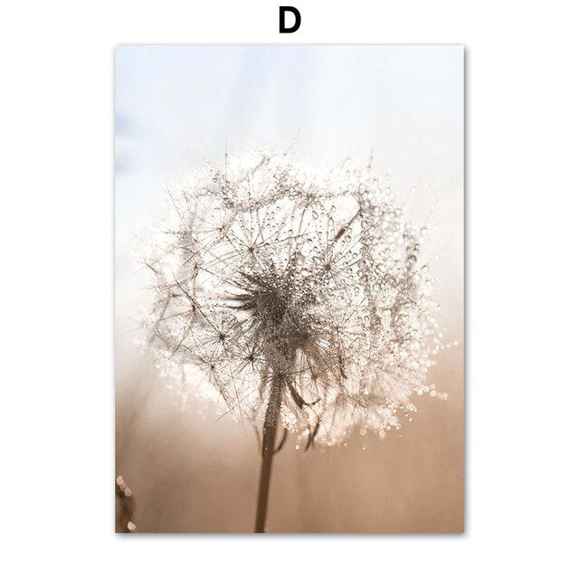 House Deer Dandelion Dead Grass Plant Wall Art